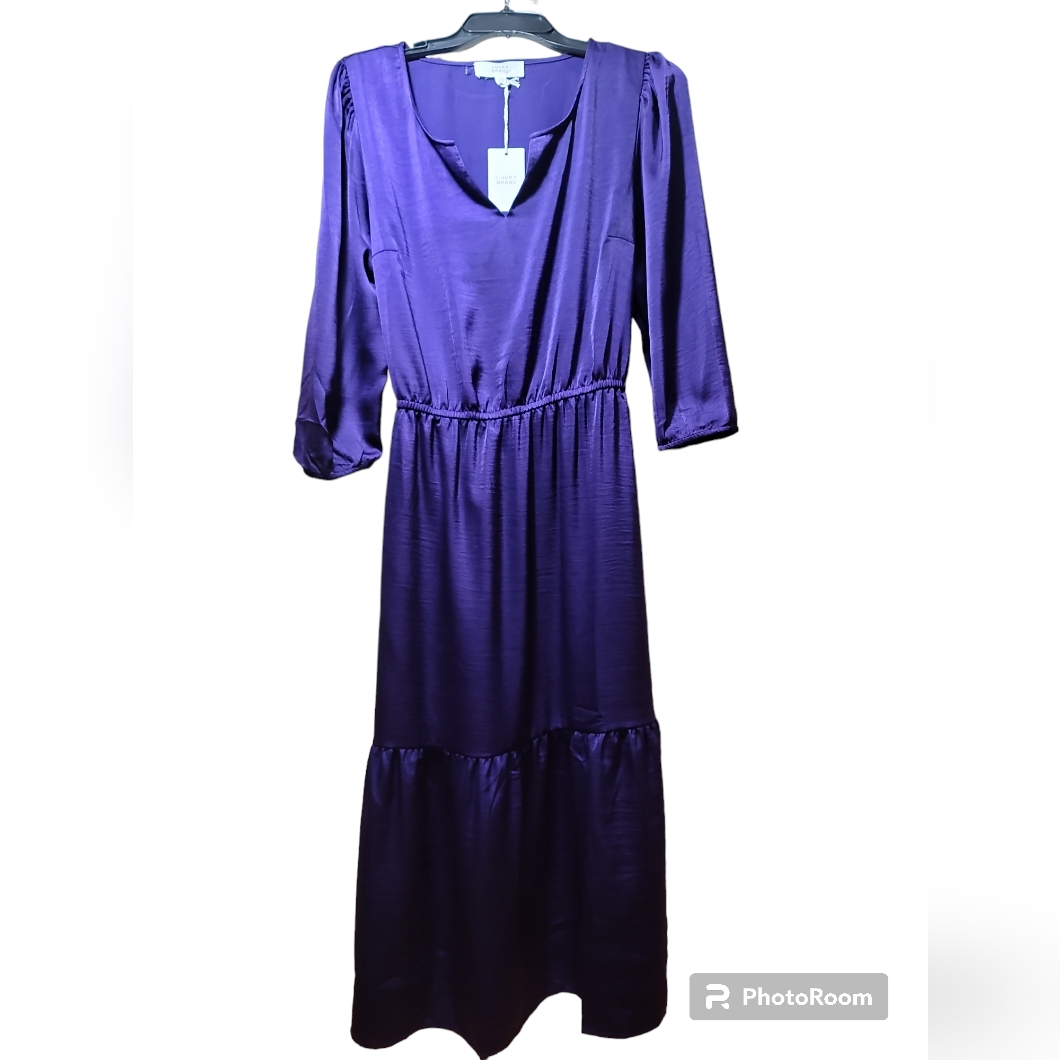 Nwt68 Lucky Brand Parachute Purple Dress Size L